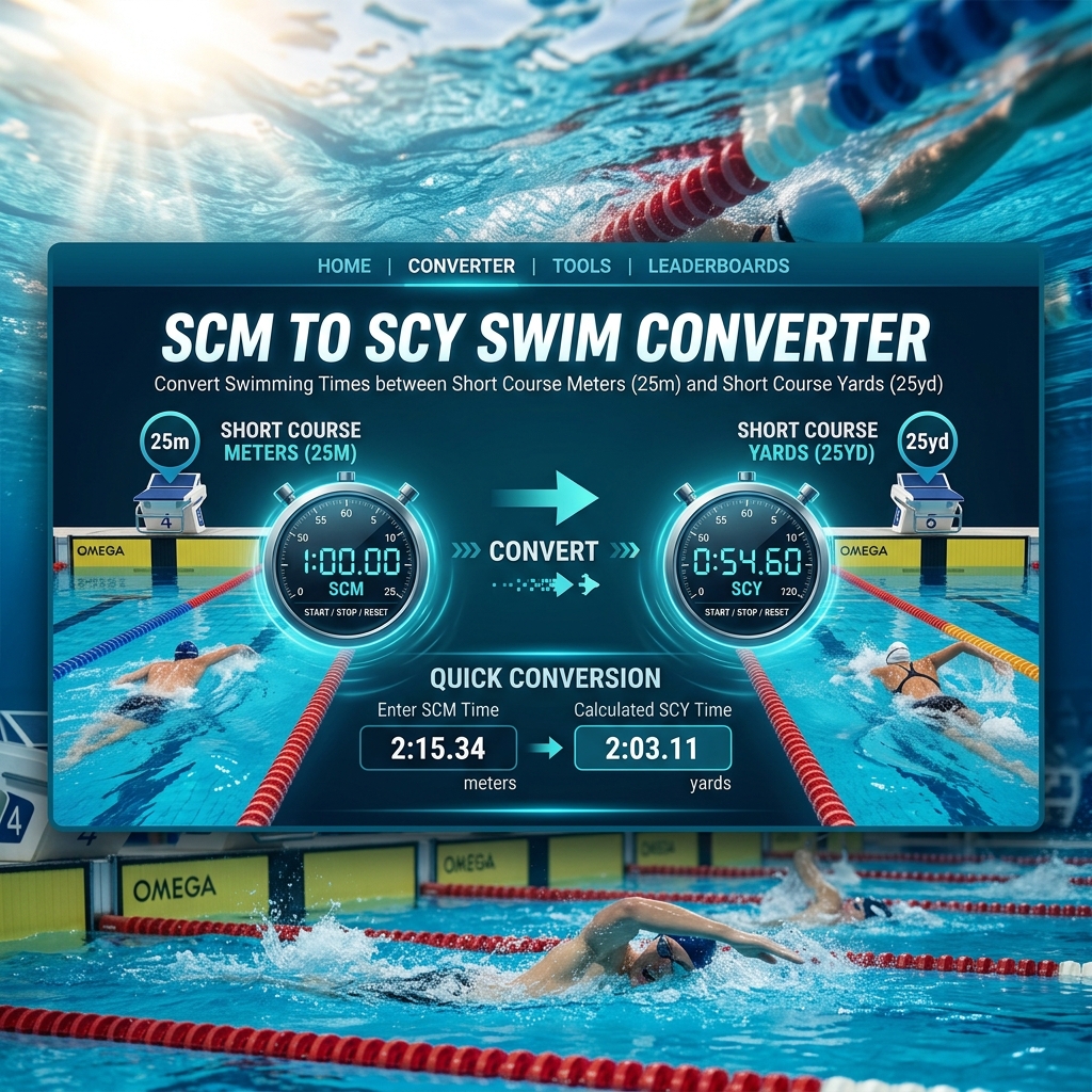 SCM to SCY Swim Converter 25m 25yd Pool Conversion